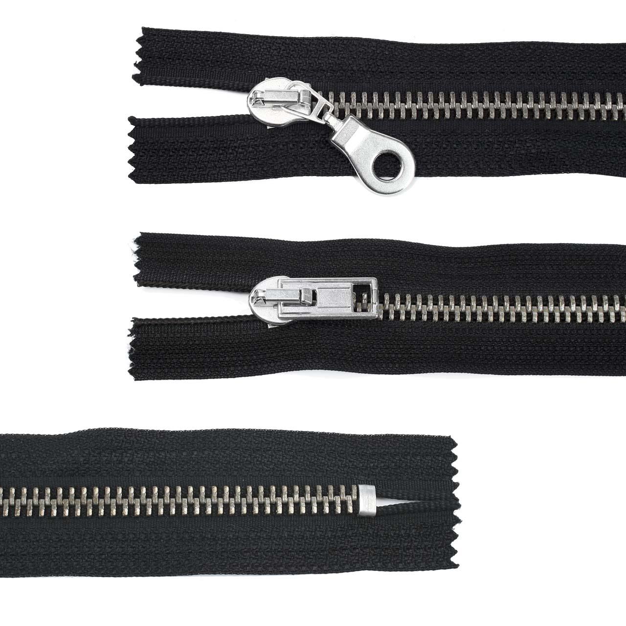 RV, Metall, breit, abschließbar, Schwarz, 16 cm